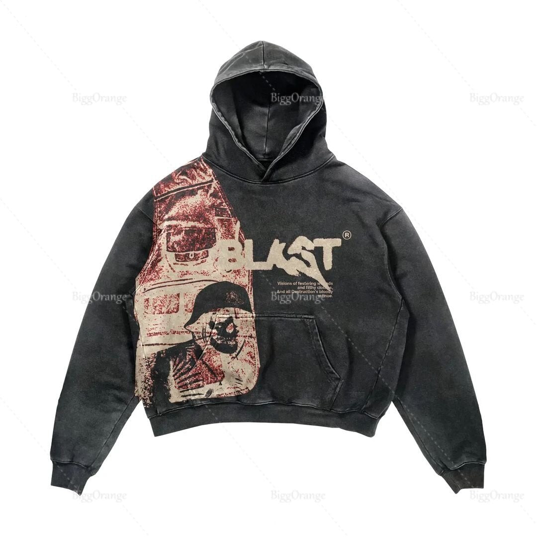 2022 Coats Streetwear Gothic Casual Alphabet Blast Print Pattern Men