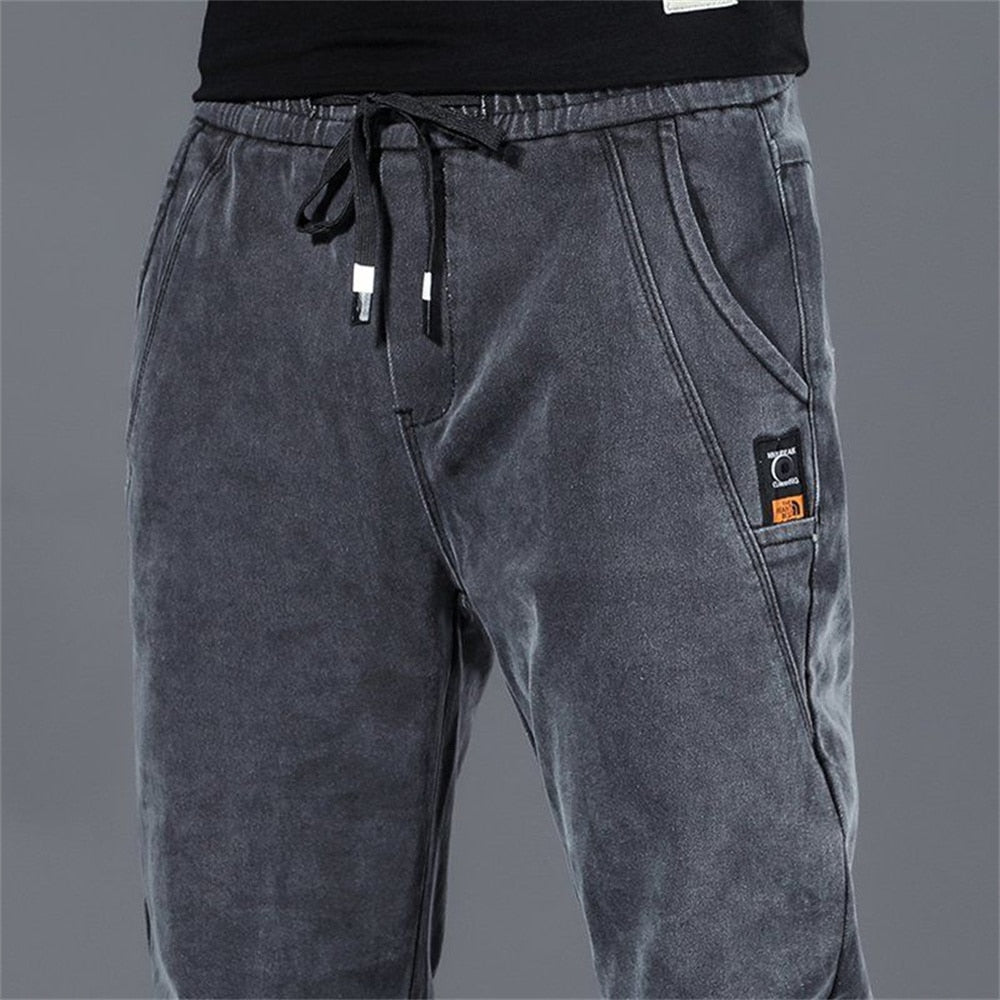 2022 New Hip Hop Harem Jeans Pants Men Loose Joggers Denim Casual