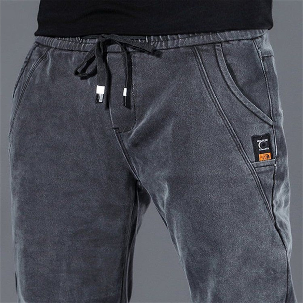 2022 New Hip Hop Harem Jeans Pants Men Loose Joggers Denim Casual