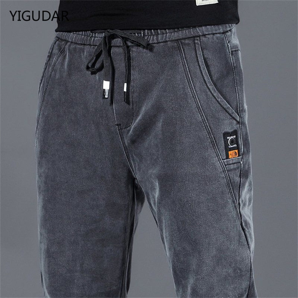 2022 New Hip Hop Harem Jeans Pants Men Loose Joggers Denim Casual