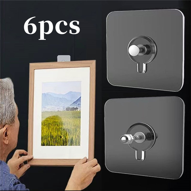 6Pcs PVC Strong Adhesive Nails Wall Poster Seamless Wall Hook