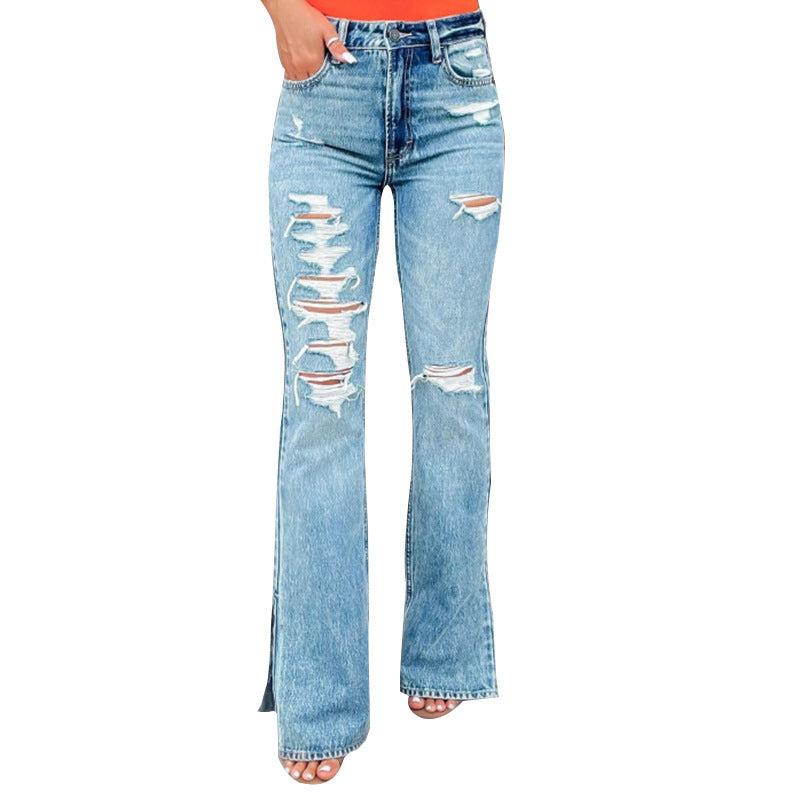 25 Edition – High Waist Ripped Split Stretch Jeans for Women