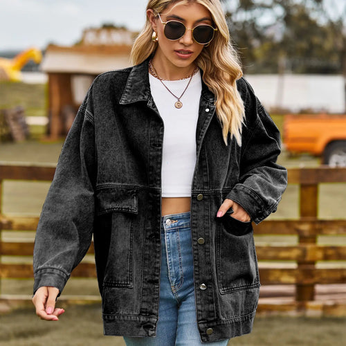 2023 Autumn New Women's Long Sleeve Denim Jacket Fashion Loose