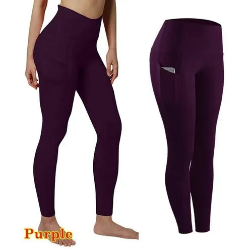 High Waist Elastic Workout Women Yoga Leggings Tummy Control Ruched