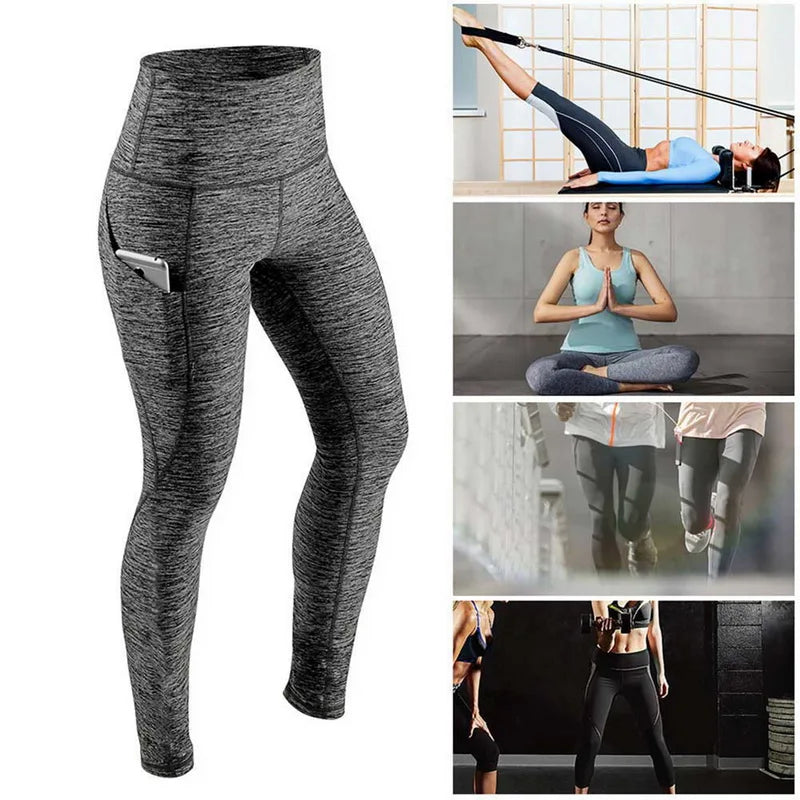 High Waist Elastic Workout Women Yoga Leggings Tummy Control Ruched
