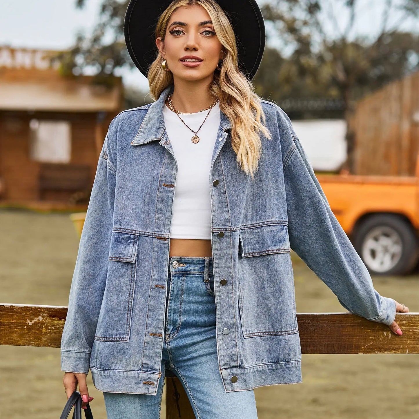 2023 Autumn New Women's Long Sleeve Denim Jacket Fashion Loose