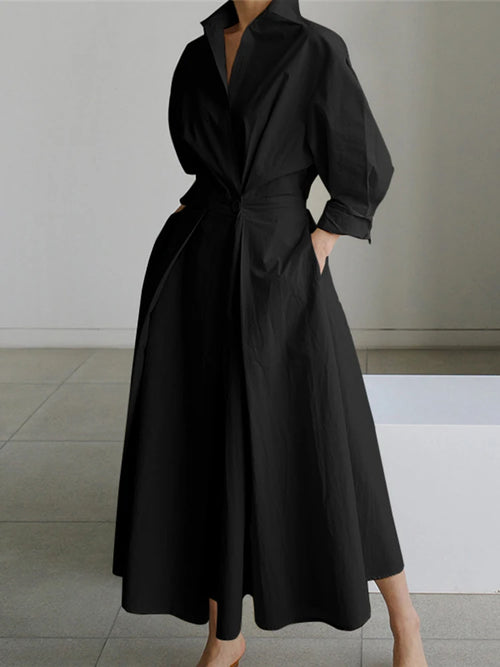 Women Autumn Sundress ZANZEA 2023 Elegant Shirt Dress Solid Long