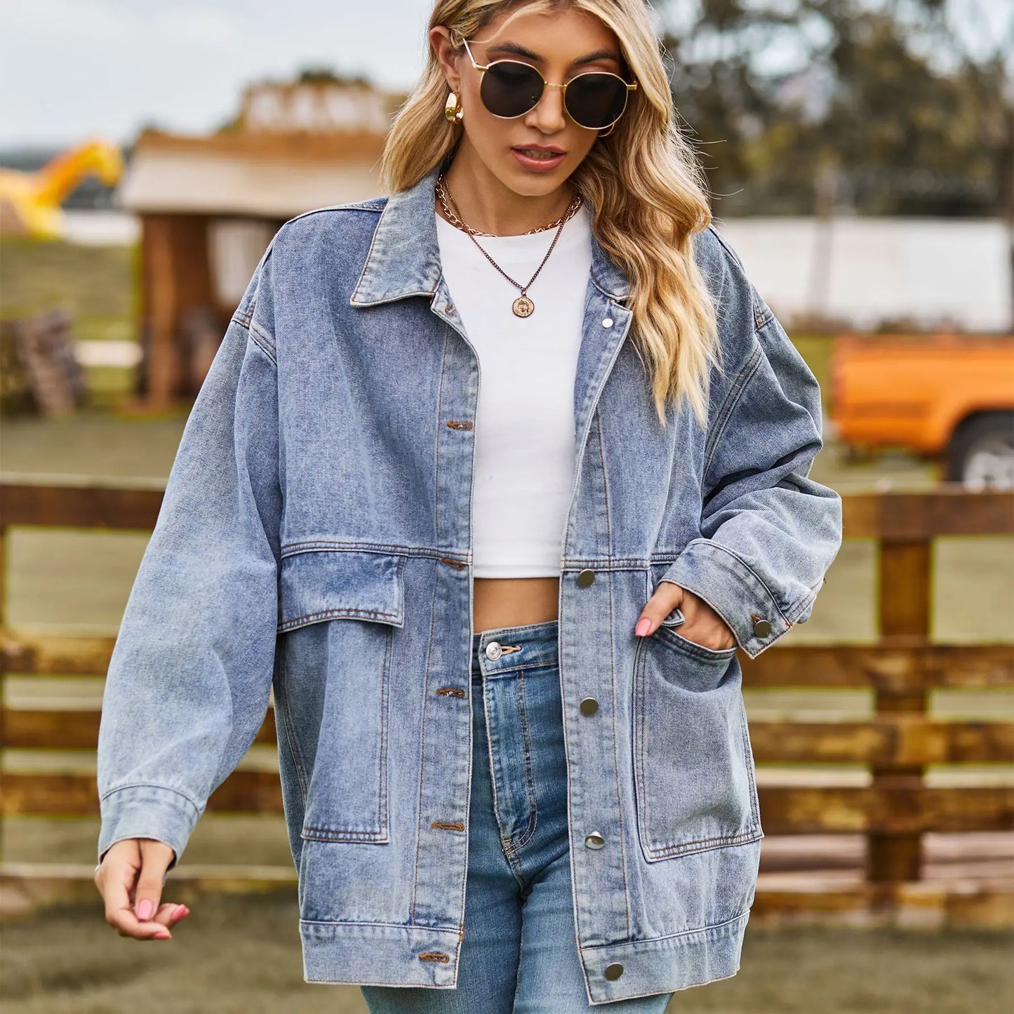 2023 Autumn New Women's Long Sleeve Denim Jacket Fashion Loose