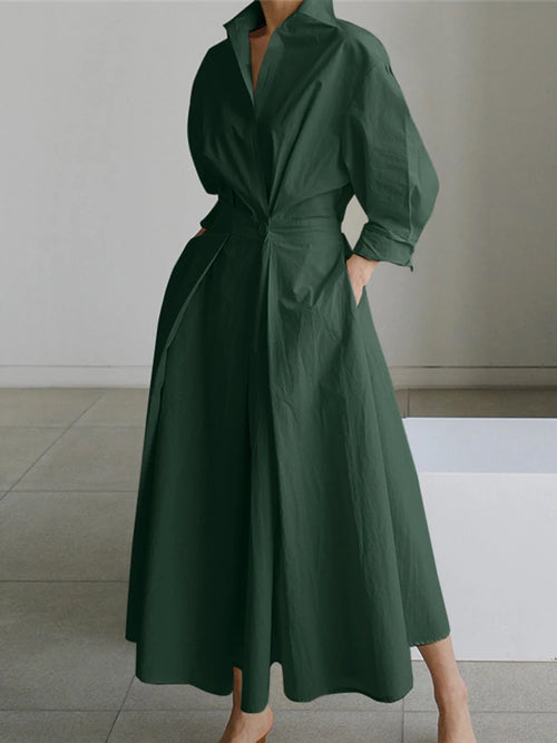 Women Autumn Sundress ZANZEA 2023 Elegant Shirt Dress Solid Long