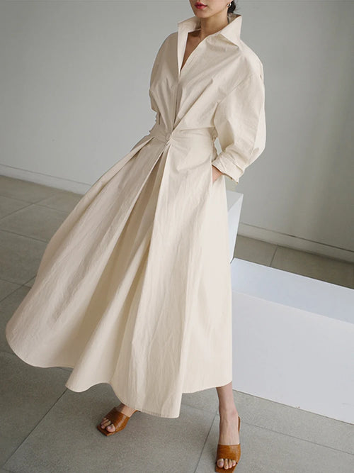 Women Autumn Sundress ZANZEA 2023 Elegant Shirt Dress Solid Long
