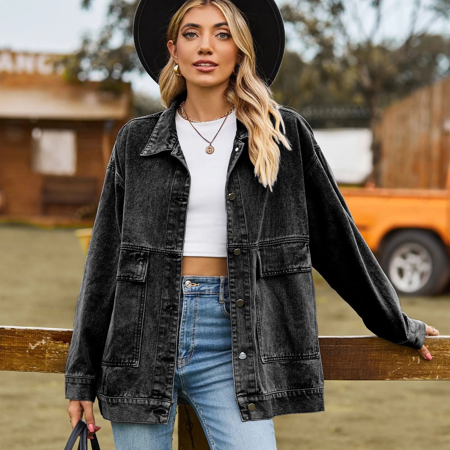 2023 Autumn New Women's Long Sleeve Denim Jacket Fashion Loose