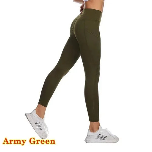 High Waist Elastic Workout Women Yoga Leggings Tummy Control Ruched