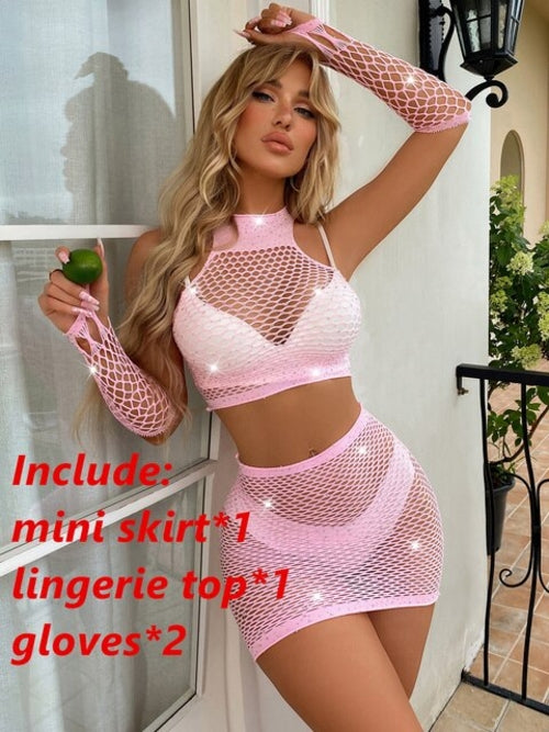Diamonds Mini Skirt Club Sexy Party Wear Sheer See Through Skirts