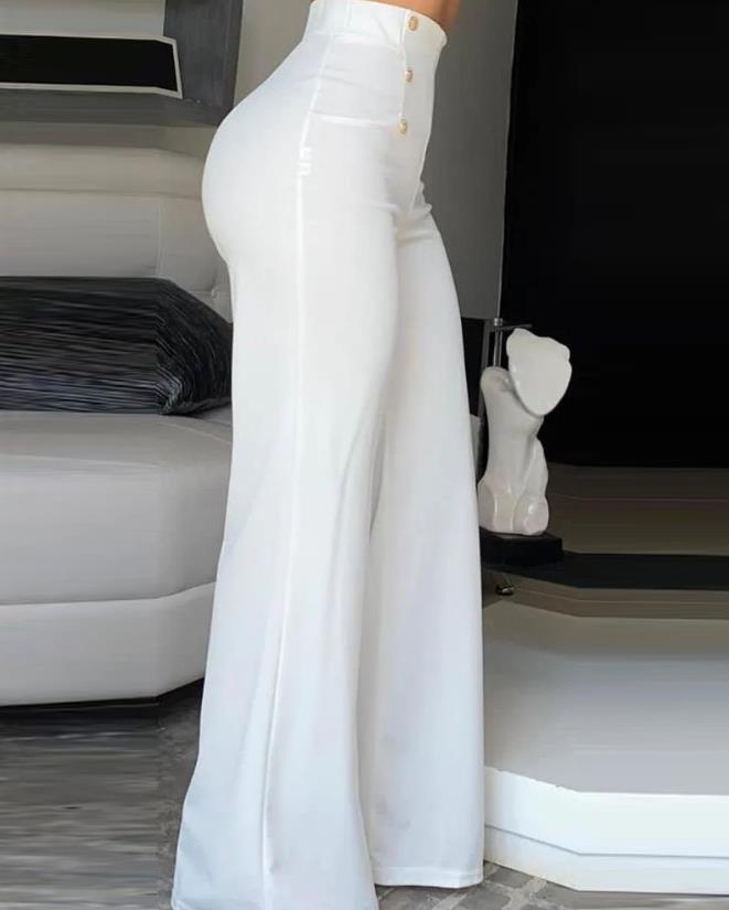 Elegant High Waist Wide Leg Bootcut Pants 2023 Summer European &