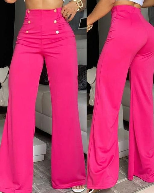 Elegant High Waist Wide Leg Bootcut Pants 2023 Summer European &