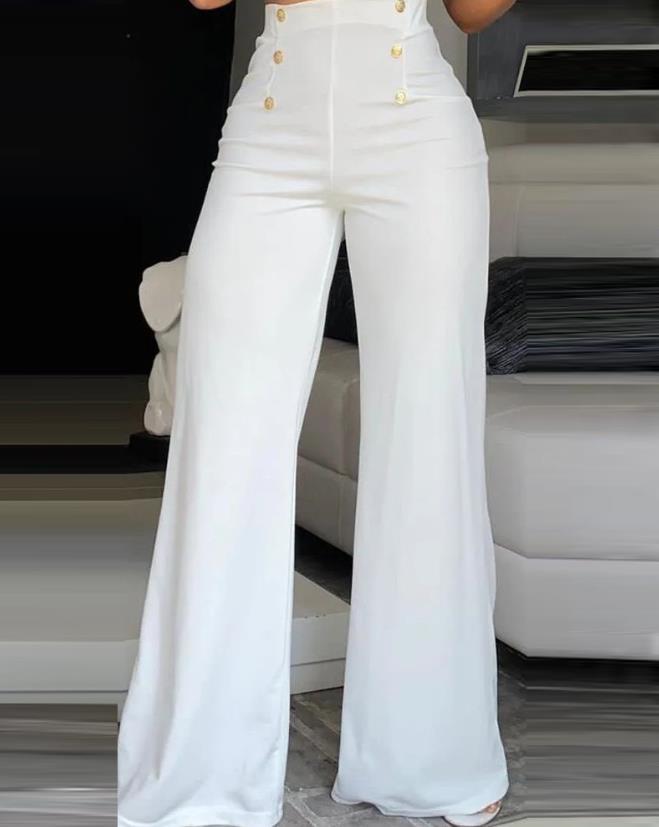 Elegant High Waist Wide Leg Bootcut Pants 2023 Summer European &