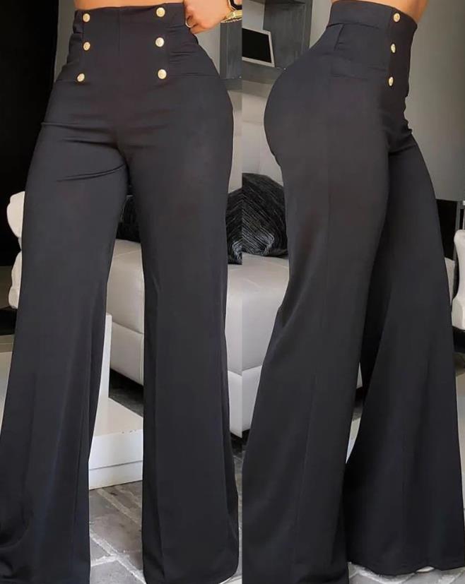 Elegant High Waist Wide Leg Bootcut Pants 2023 Summer European &
