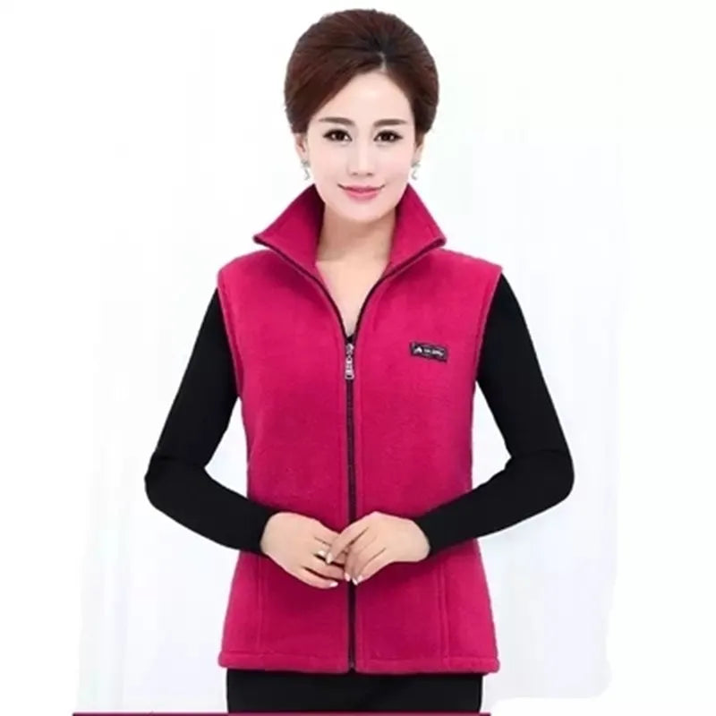 Plus Size Autumn Women Polar Fleece Fabric Vest Large Sleeveless