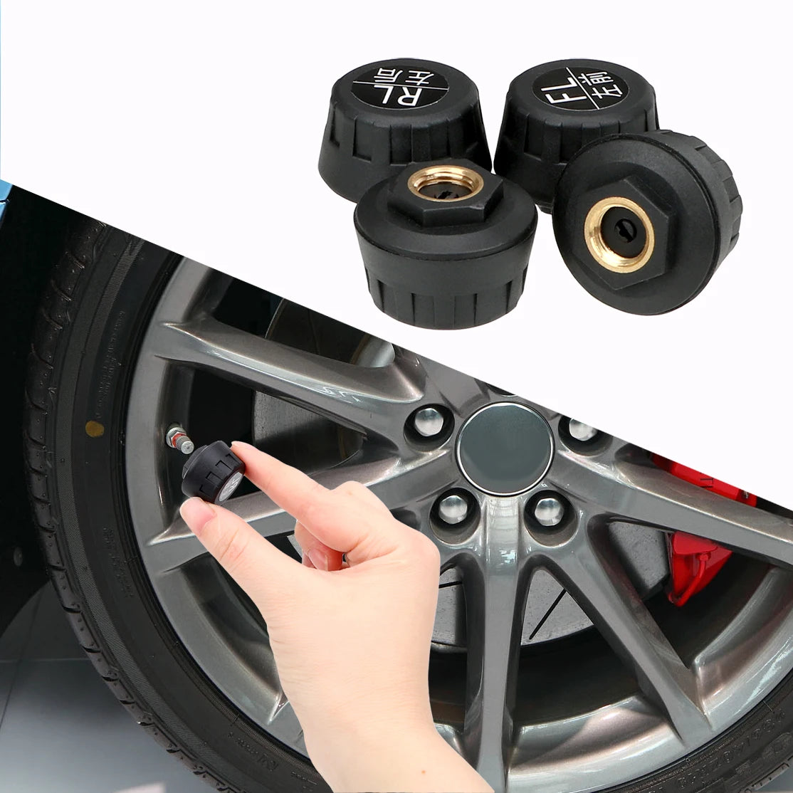 4 Sensors Car TPMS Tyre Pressure Monitoring System Solar Powered
