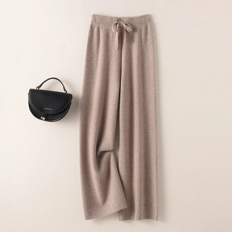 BELIARST Cashmere pants ladies high waist wide leg pants casual