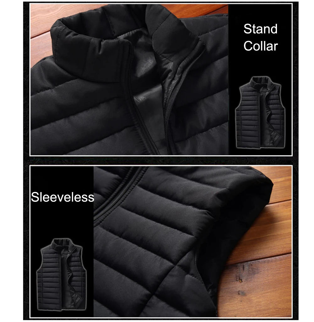 Aiwetin Men' Sleeveless Vest Jackets Winter Fashion Male Cotton-Padded