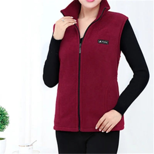 Plus Size Autumn Women Polar Fleece Fabric Vest Large Sleeveless