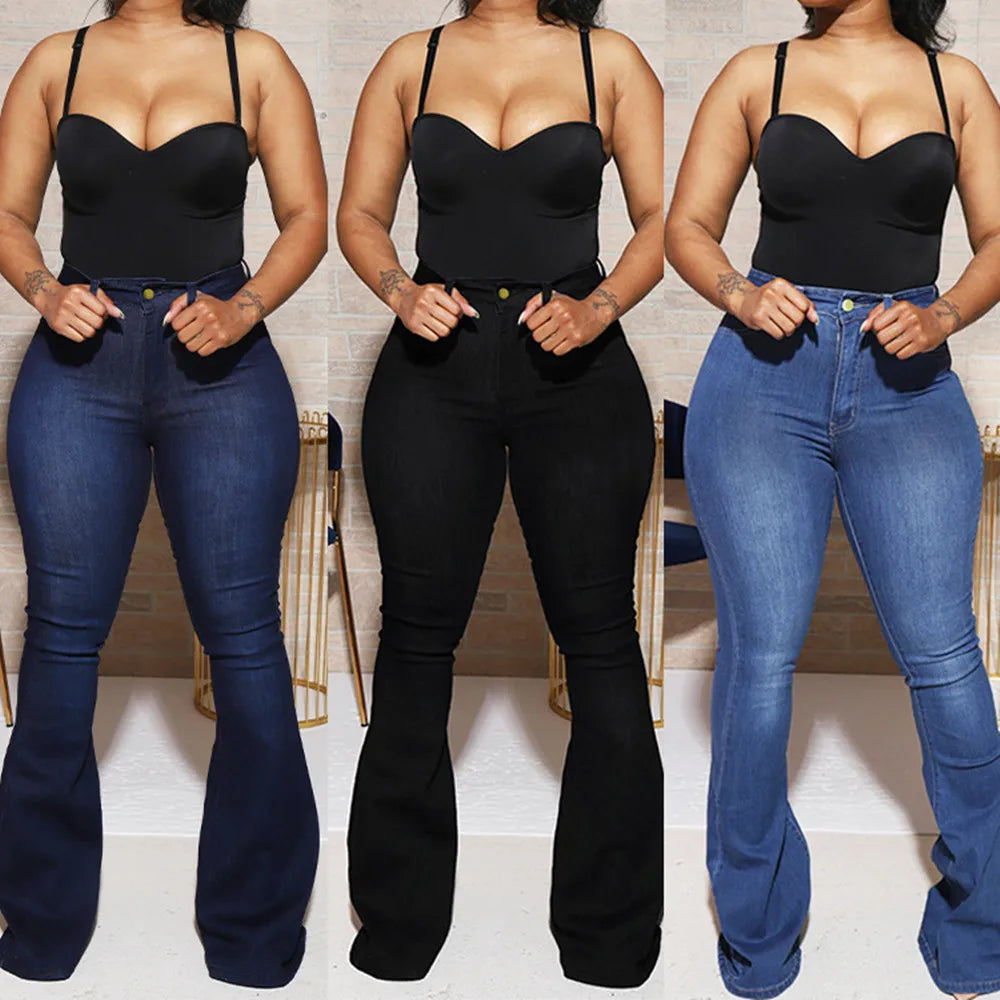 2025 New High Waist Flare Jeans For Women Casual Skinny Lifting Hips