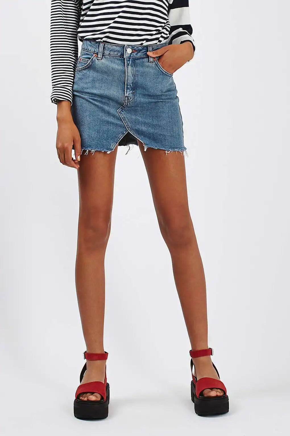2021 New Women's Summer Denim Skirt Fashion Sexy Mini Skirt Star Same
