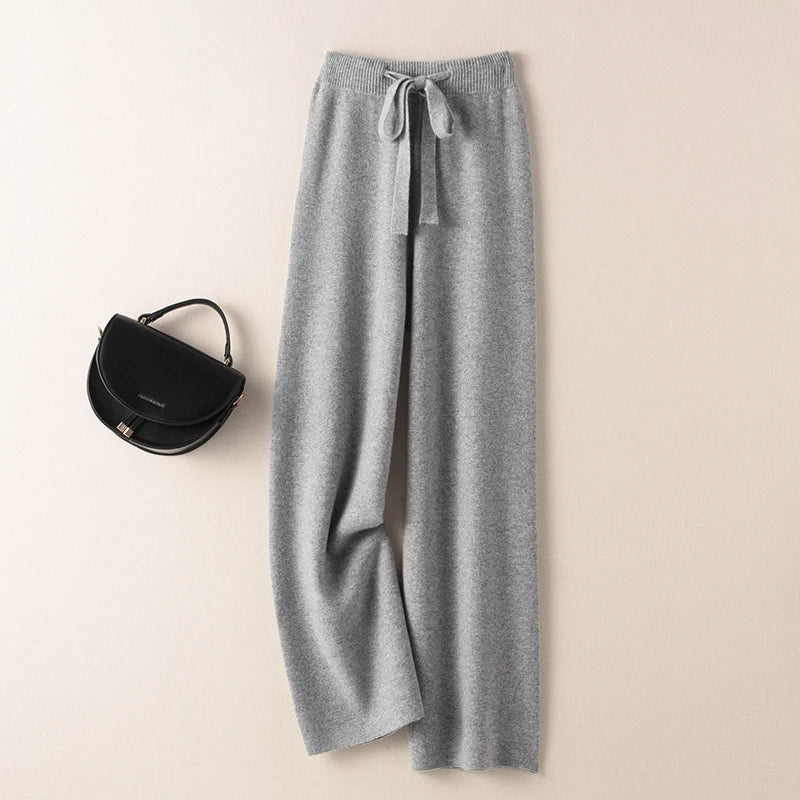 BELIARST Cashmere pants ladies high waist wide leg pants casual