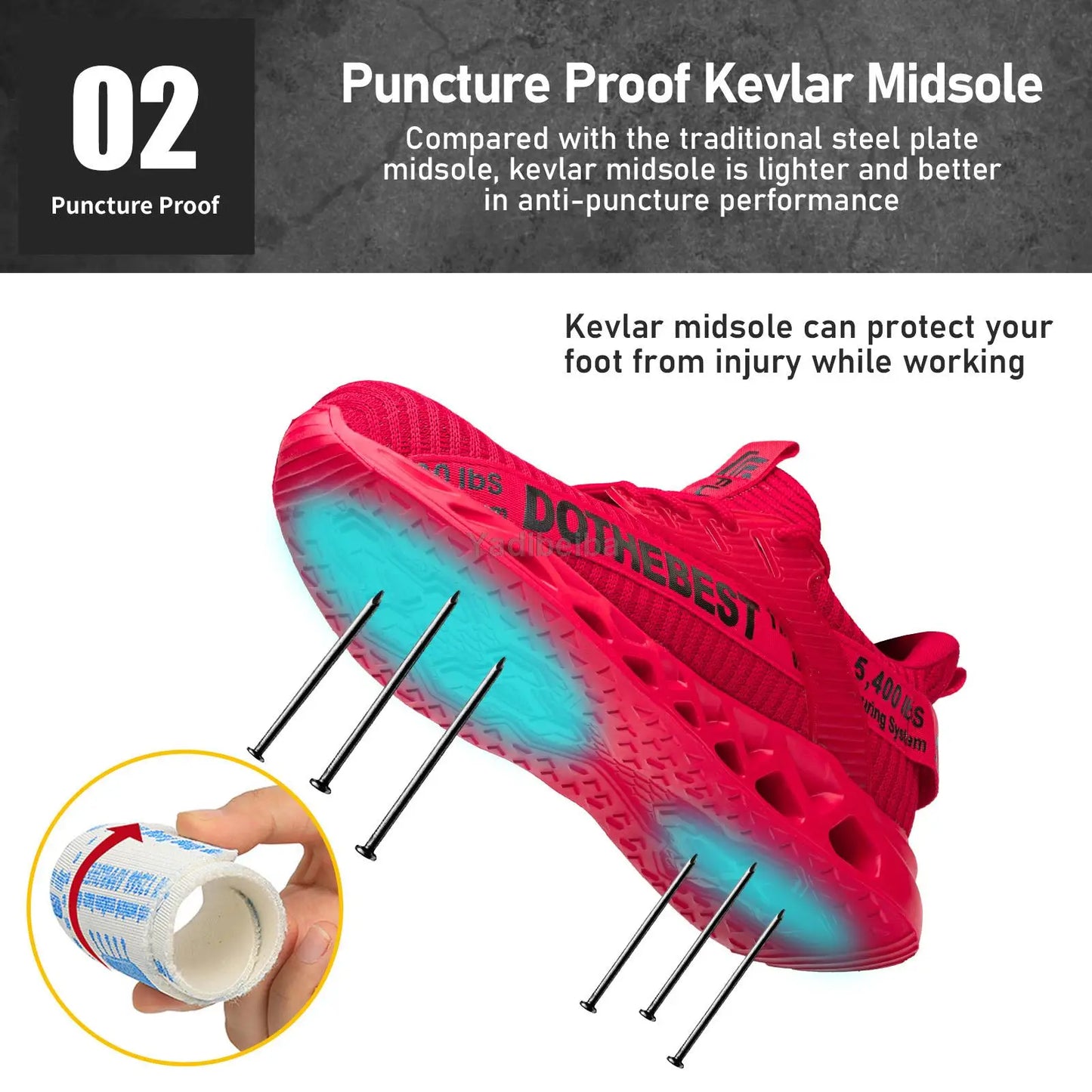 Steel Toe Safety Shoes for Men Women Lightweight Work Sneakers