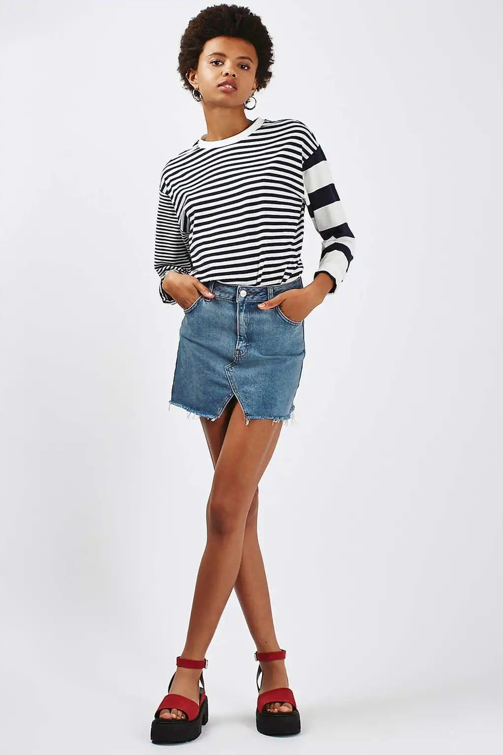2021 New Women's Summer Denim Skirt Fashion Sexy Mini Skirt Star Same