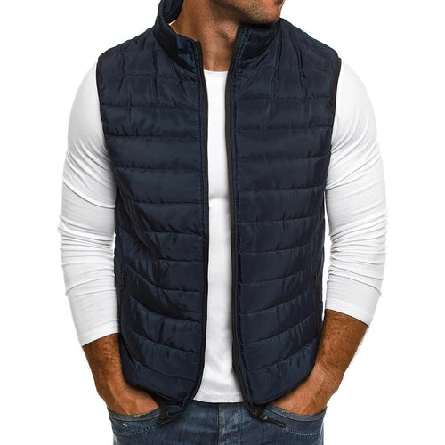 Aiwetin Men' Sleeveless Vest Jackets Winter Fashion Male Cotton-Padded