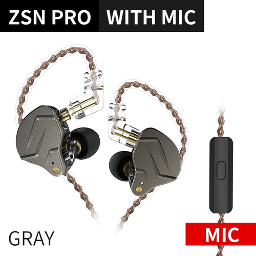 KZ ZSN PRO 1BA 1DD Hybrid Drive In Ear Earphones HIFI Metal Bass