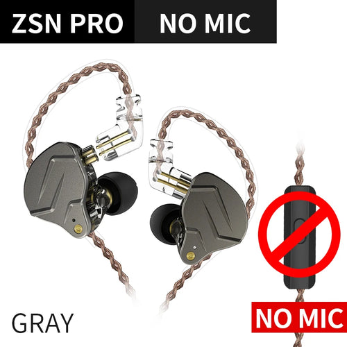KZ ZSN PRO 1BA 1DD Hybrid Drive In Ear Earphones HIFI Metal Bass