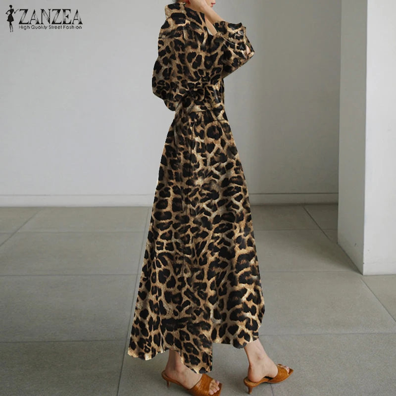 Women Autumn Sundress ZANZEA 2023 Elegant Shirt Dress Solid Long
