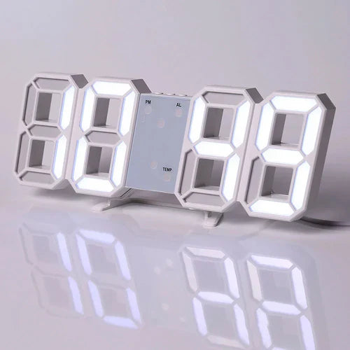 Wall Clock Digital Alarm Modern Kitchen Electronic Smart 3D USB Power
