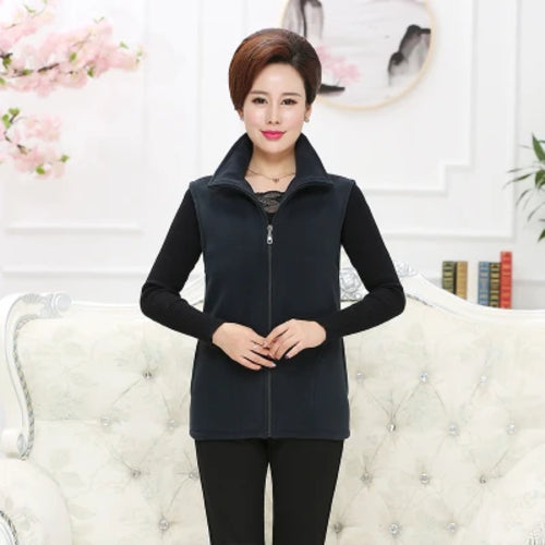 Plus Size Autumn Women Polar Fleece Fabric Vest Large Sleeveless