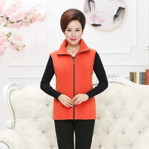 Plus Size Autumn Women Polar Fleece Fabric Vest Large Sleeveless