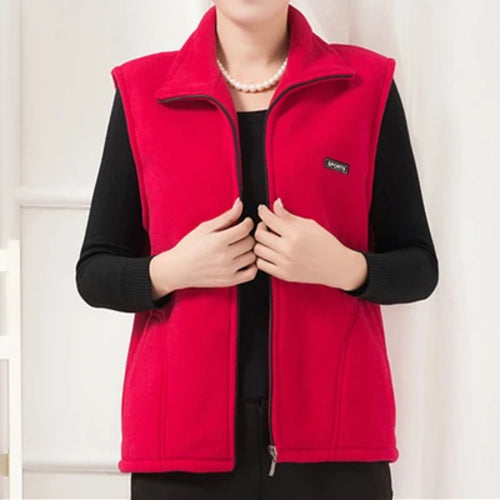 Plus Size Autumn Women Polar Fleece Fabric Vest Large Sleeveless