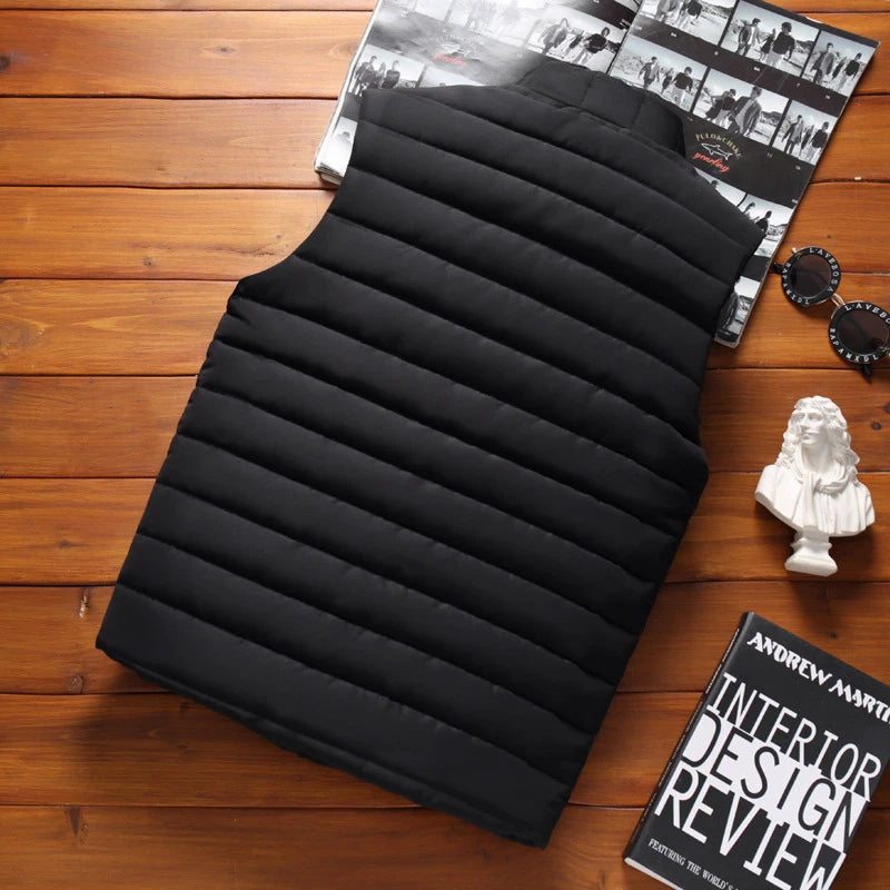 Aiwetin Men' Sleeveless Vest Jackets Winter Fashion Male Cotton-Padded