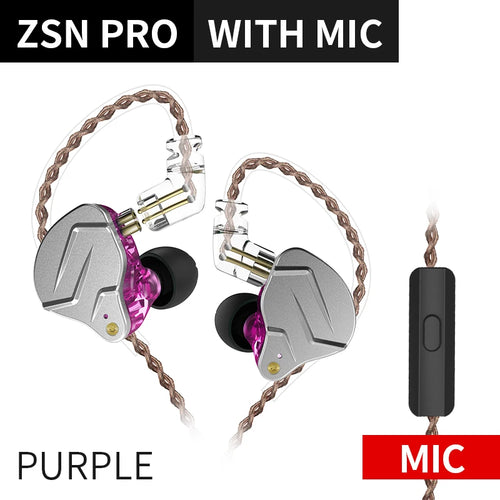 KZ ZSN PRO 1BA 1DD Hybrid Drive In Ear Earphones HIFI Metal Bass
