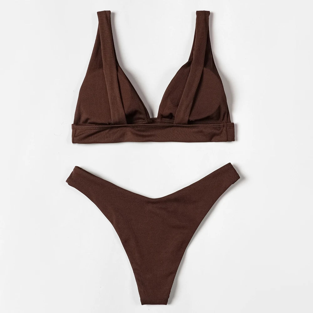 ZTVitality Sexy Brown Bikini Set 2022 New Arrival Padded High Cut