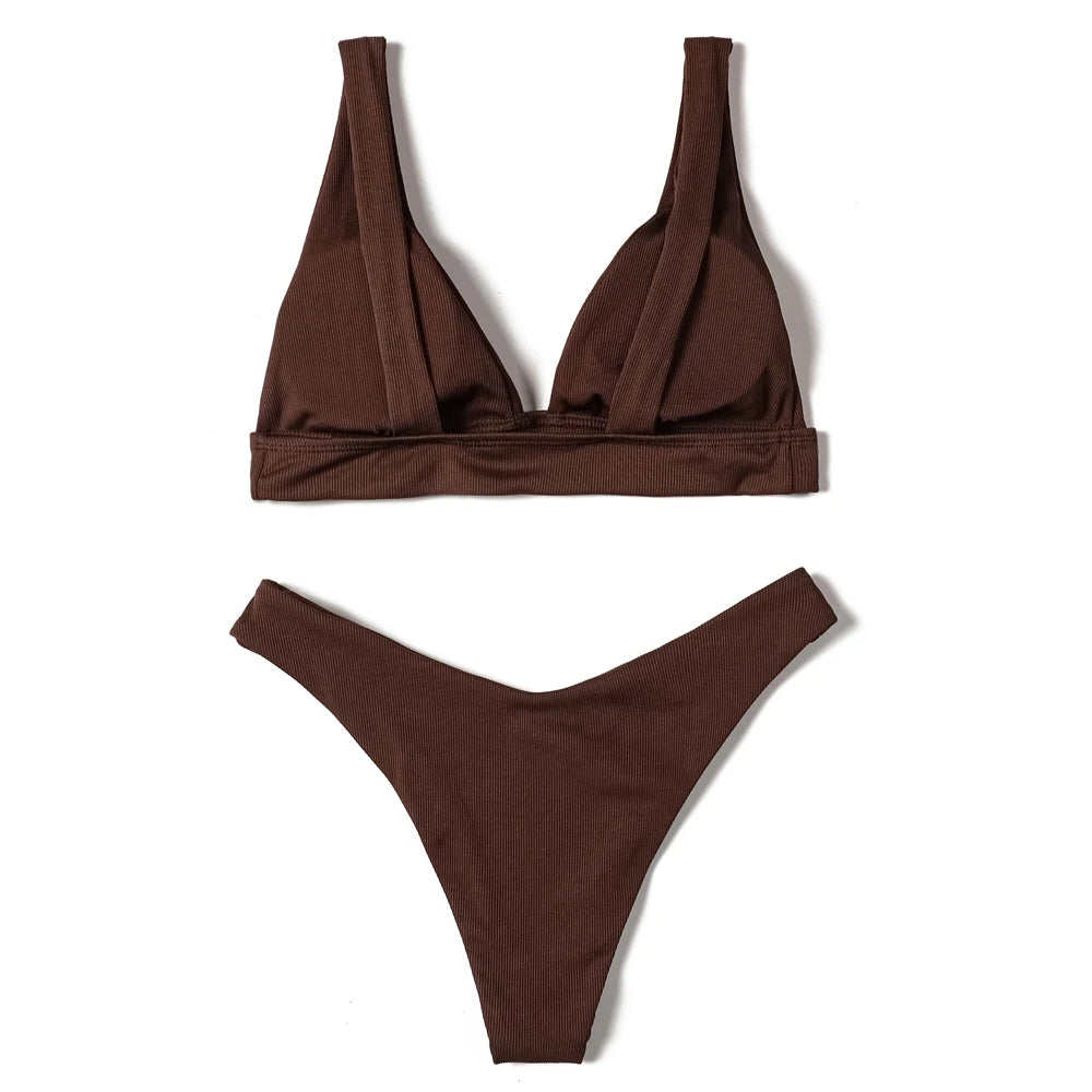 ZTVitality Sexy Brown Bikini Set 2022 New Arrival Padded High Cut