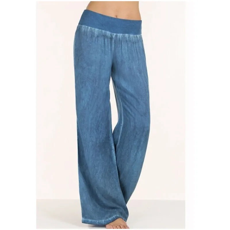 Plus Size S-5XL comfortable loose wide leg Imitation denim pants