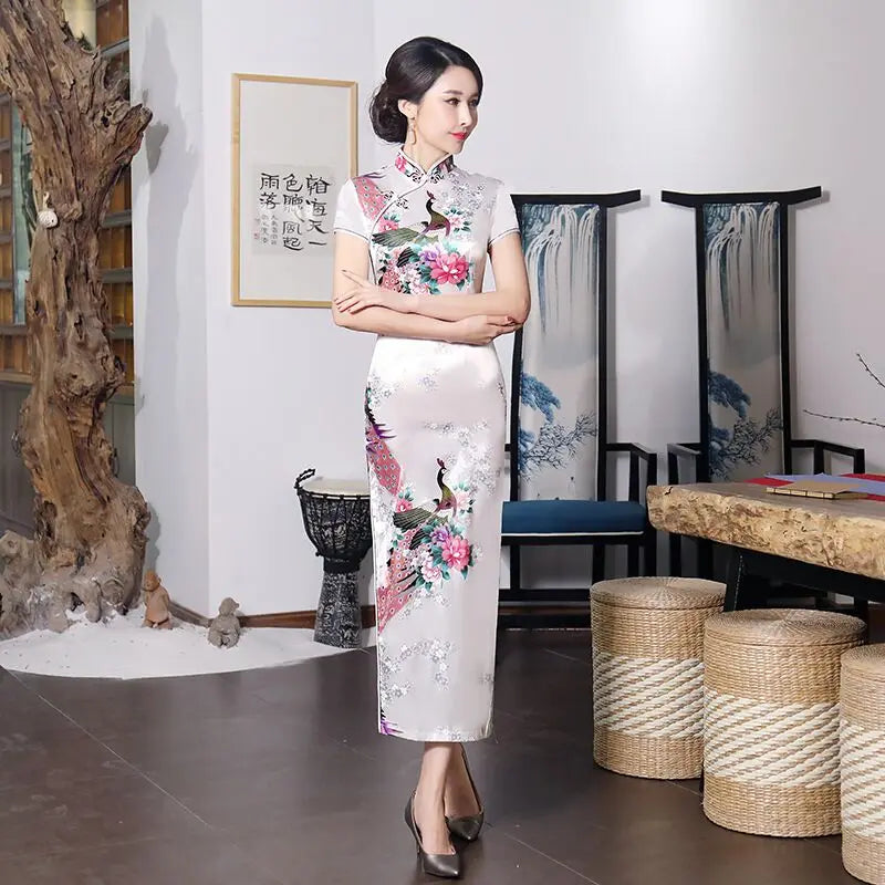Fashion Summer Long Cheongsam Chinese Style Dress Womens Slim Qipao