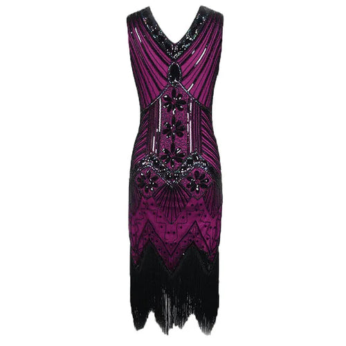 Women 1920 s Vintage Great Gatsby Dress Sequins Dress V-Neck Tassels