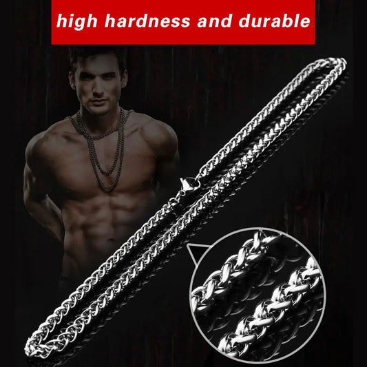 Beier 3mm/4mm/5mm/6mm Width 316L Stainless Steel Men Boy Wheat Link Necklace Chain Silver Color BN1006 ( 20-32 Inch )