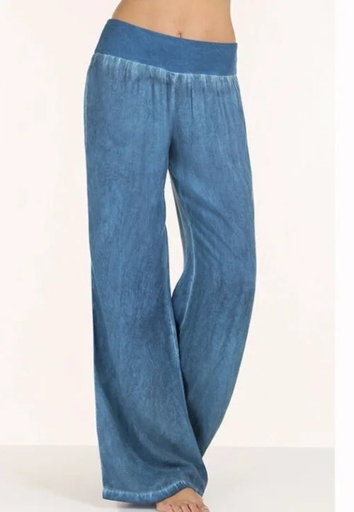 Plus Size S-5XL comfortable loose wide leg Imitation denim pants