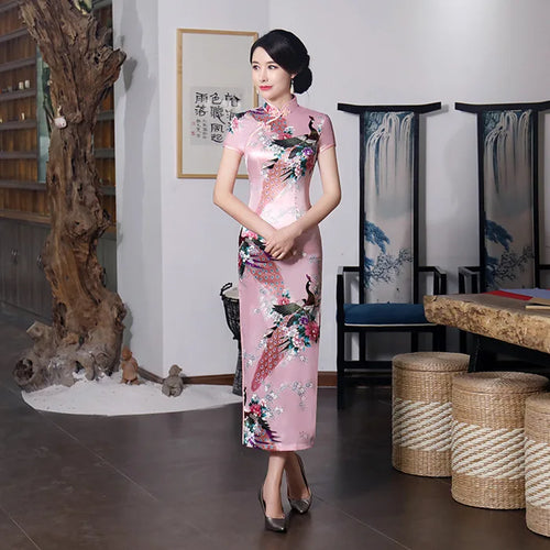 Fashion Summer Long Cheongsam Chinese Style Dress Womens Slim Qipao