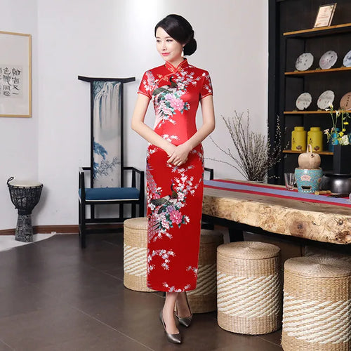 Fashion Summer Long Cheongsam Chinese Style Dress Womens Slim Qipao
